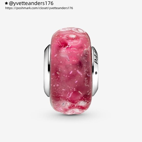 Pandora Wavy Fancy Pink Murano Glass Charm - Picture 1 of 6